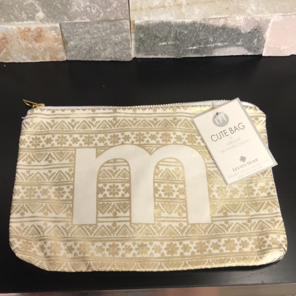 🎁 🛍3/$30🛍  Levtex Monogram Zip Pouch - Metallic - Picture 5 of 7